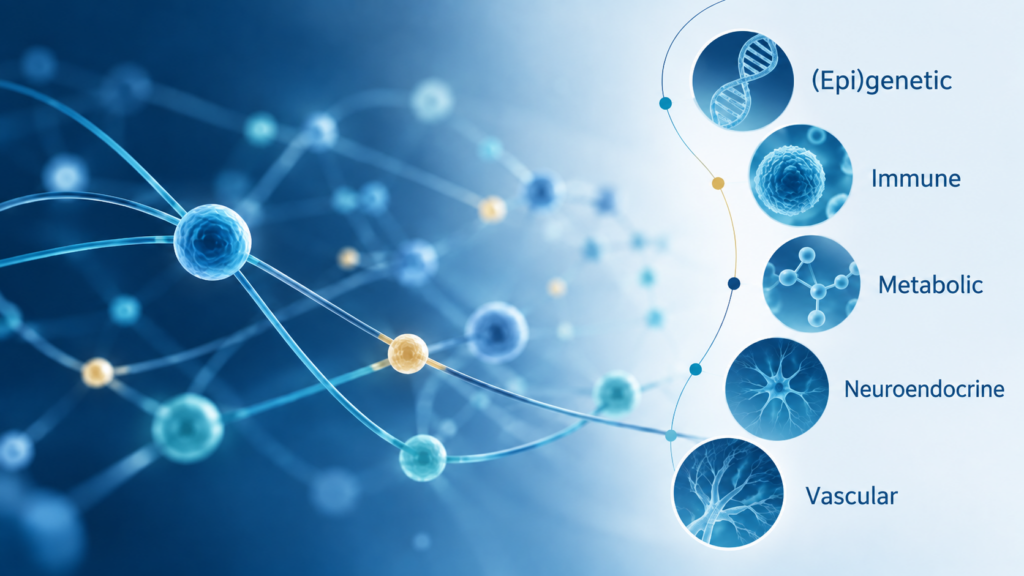 DISCOVER-ME research domains: (epi)genetic, immune, metabolic, neuroendocrine and vascular