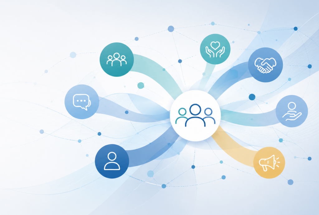 Illustration representing patient perspectives, communication and collaboration within DISCOVER-ME