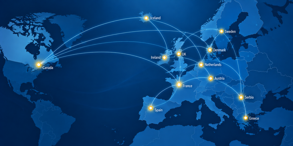 Map showing the 12 countries participating in the DISCOVER-ME consortium.
